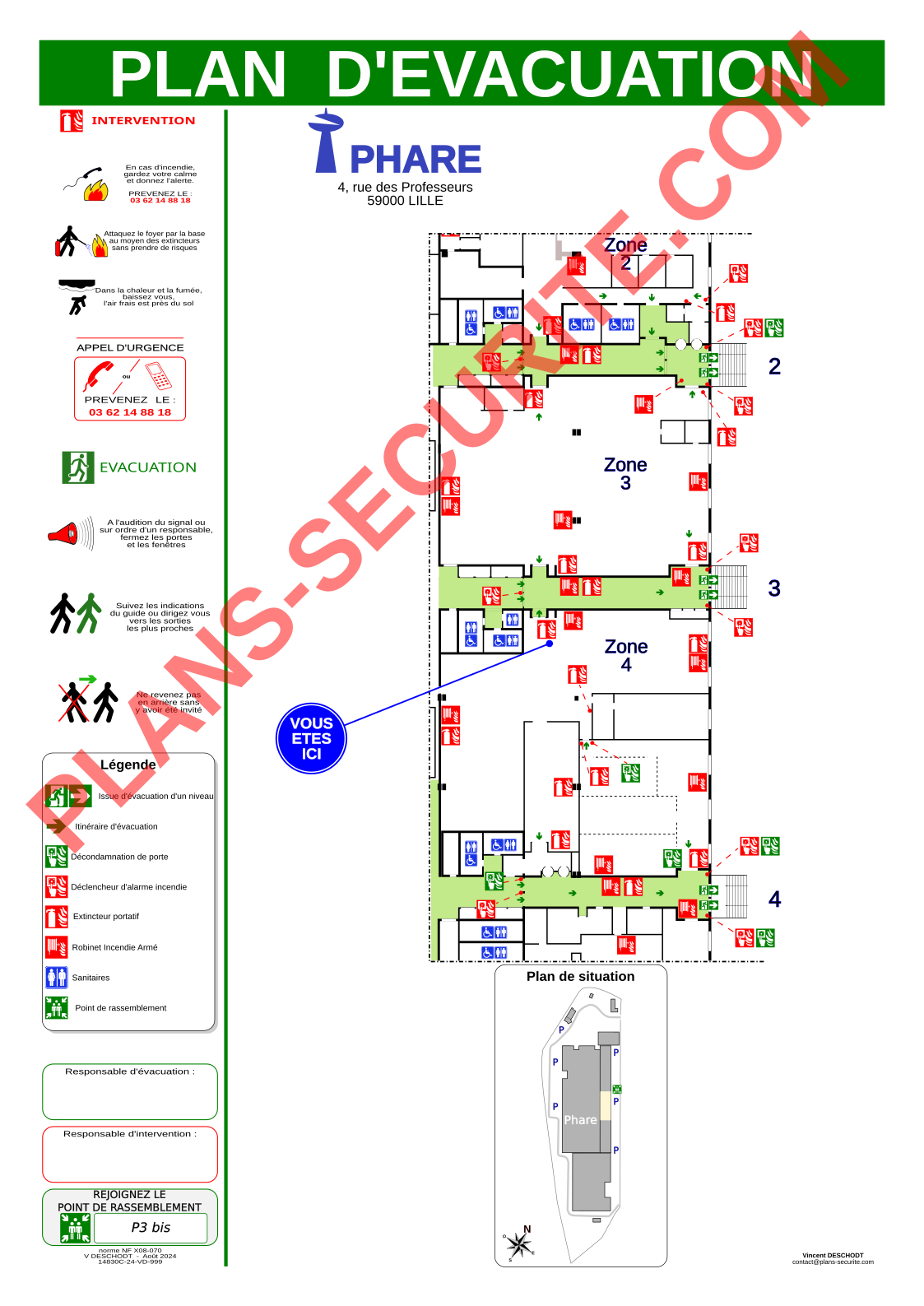Plan d'évacuation Decathlon Lille (France) réalisé par Vincent Deschodt